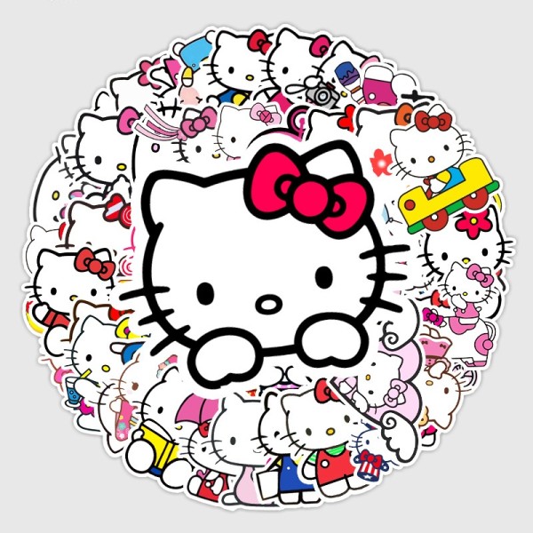 50 KT cat graffiti stickers, cute cartoon mobile phone water cups, flat luggage pvc waterproof stickers