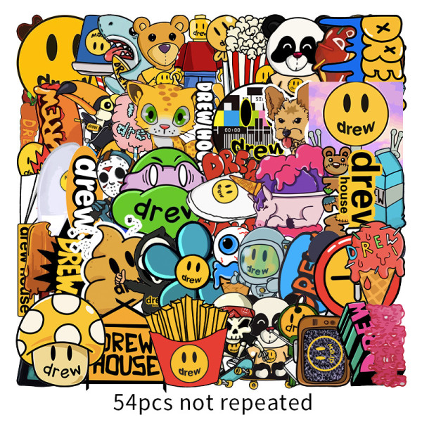 54 non-repetitive DREW luggage stickers cartoon car dead flying bicycle ceramic cup waterproof stickers