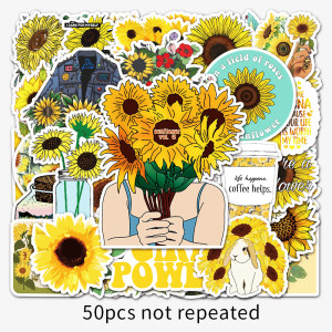 50 non-infringement sunflower sunflower ins wind graffiti stickers laptop car DIY decorative waterproof stickers