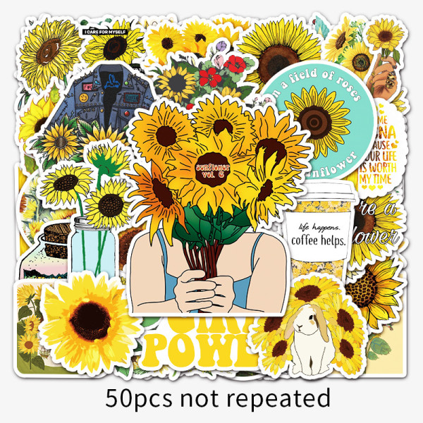 50 non-infringement sunflower sunflower ins wind graffiti stickers laptop car DIY decorative waterproof stickers