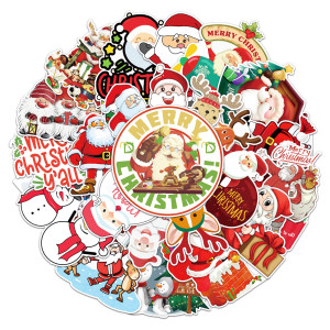50 Christmas Doodle Stickers Holiday Stickers Skateboard Water Cup Suitcase Waterproof Stickers