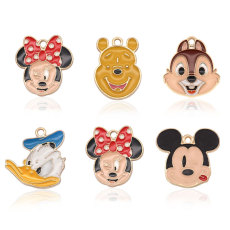 2CM Alloy Cartoon Christmas Halloween Mickey Mermaid Drop Oil Pendant Necklace Bracelet Accessories  necklace for girls