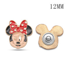 12MM Cartoon design metal silver plated snap charms Multicolor