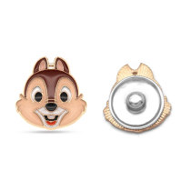 20MM Cartoon squirrel design metal silver plated snap charms Multicolor