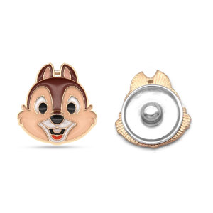 20MM Cartoon squirrel design metal silver plated snap charms Multicolor