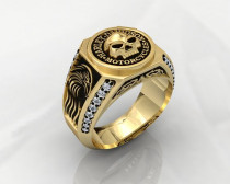 Letter inlaid rhinestone skull striped ring Fashion jewelry