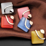 20mm square metal opal silver plated snap charms Multicolor