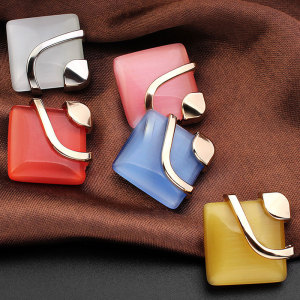 20mm square metal opal silver plated snap charms Multicolor