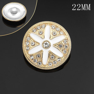 22mm metal dripping with rhinestones silver plated snap charms