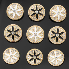 22mm metal dripping with rhinestones silver plated snap charms