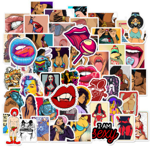 50 non-repetitive rock and roll hip-hop girls cartoon graffiti stickers suitcase skateboard waterproof stickers