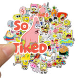 50 SpongeBob Cute Cartoon Stickers Graffiti Waterproof Skateboard Stickers Personalized Luggage Computer Stickers