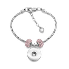 Copper bracelet 1 buttons snap silver bracelet with Austrian diamond beads fit snaps jewelry