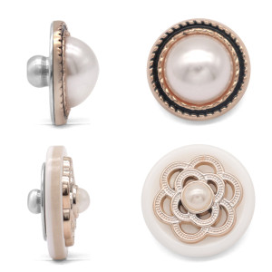 23mm20mm Pearl rhinestone resin silver plated snap charms