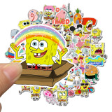 50 SpongeBob Cute Cartoon Stickers Graffiti Waterproof Skateboard Stickers Personalized Luggage Computer Stickers