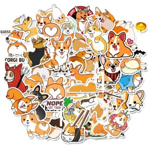 50 cute cartoon corgi stickers personality graffiti dog stickers waterproof stickers