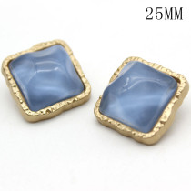25MM metal round jelly gold multicolor gold plated snap charms