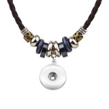 European and American popular vintage necklace, hidden silver leather cord braided necklace fit 18mm snap chunks