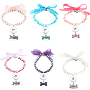 Pet accessories, pearl necklaces, cats and dogs collars, bone pendants, small and medium-sized dogs fit  1 18&20MM snap buttom snap jewelry