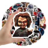 50 new American horror movie thriller character graffiti stickers waterproof suitcase notebook scooter