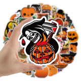 50 new Halloween pumpkin graffiti stickers waterproof suitcase notebook scooter water cup stickers