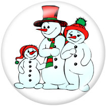 20MM  Christmas  Snowman  Print glass snaps buttons