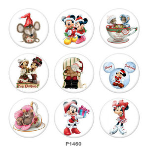20MM  Christmas  Cartoon  Print glass snaps buttons