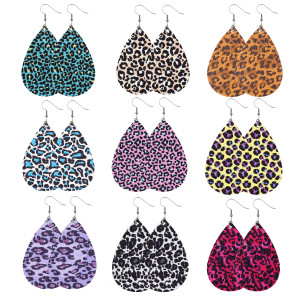 Leopard color Leather Earrings