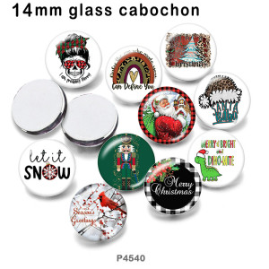 10pcs/lot  Christmas  glass picture printing products of various sizes  Fridge magnet cabochon