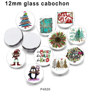 10pcs/lot  Christmas  glass picture printing products of various sizes  Fridge magnet cabochon