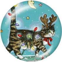 20MM  Christmas  Cat  Deer  Print glass snaps buttons