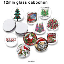 10pcs/lot  Christmas  glass picture printing products of various sizes  Fridge magnet cabochon