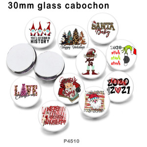 10pcs/lot  Christmas  glass picture printing products of various sizes  Fridge magnet cabochon