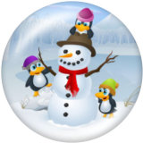 20MM  Christmas  Snowman   Print glass  snaps  buttons