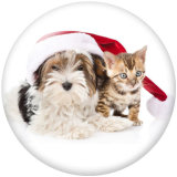 20MM  Christmas  Cat  Dog  Print glass  snaps  buttons
