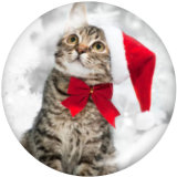 20MM  Christmas  Cat  Dog  Print glass snaps buttons