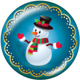 20MM Christmas  Santa Claus  Snowman  Print glass snaps buttons
