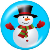 20MM  Christmas  Snowman   Print glass  snaps  buttons