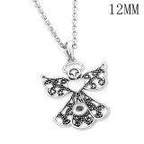 Love angel cross Necklace 80CM chain silver  fit 12MM chunks snaps jewelry  necklace for women