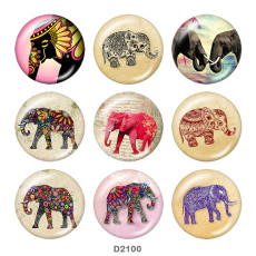 20MM elephant Print glass snaps buttons