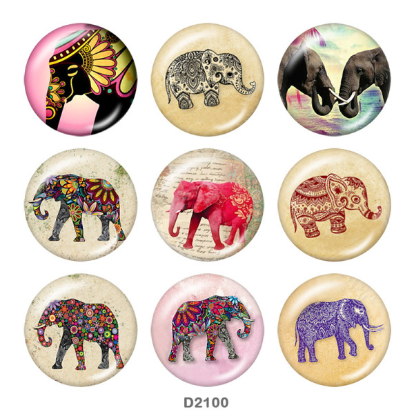 20MM elephant Print glass snaps buttons