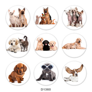 20MM dog Print glass snaps buttons