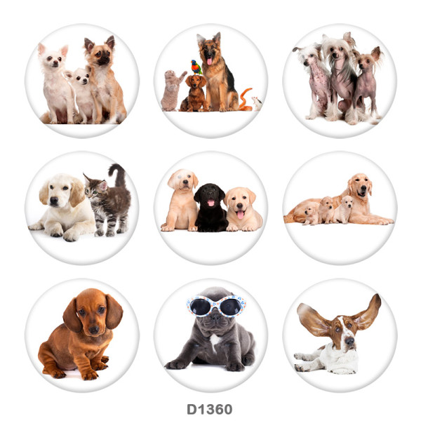 20MM dog Print glass snaps buttons