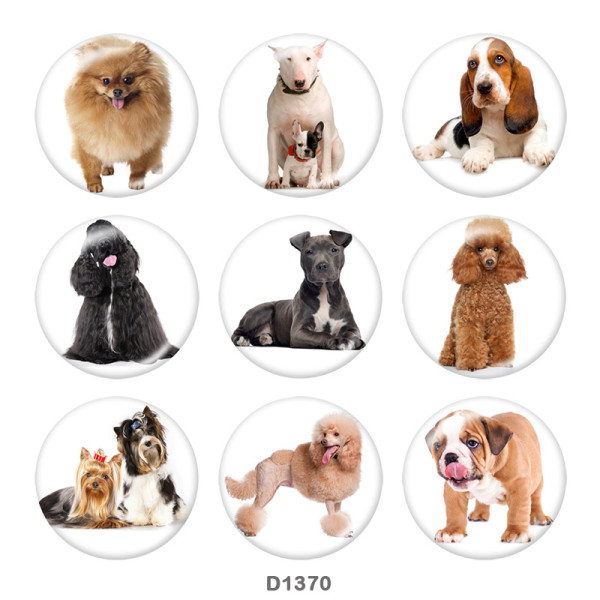 20MM dog Print glass snaps buttons