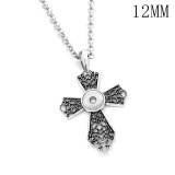 Love angel cross Necklace 80CM chain silver  fit 12MM chunks snaps jewelry  necklace for women