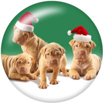 20MM  Christmas  Cat  Dog  Print glass  snaps  buttons