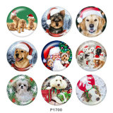 20MM  Christmas  Cat  Dog  Print glass  snaps  buttons