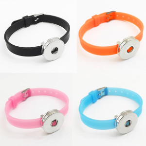 Strap Silicone multi-color elastic bracelet fit 20mm snaps chunks  Silicone bracelet