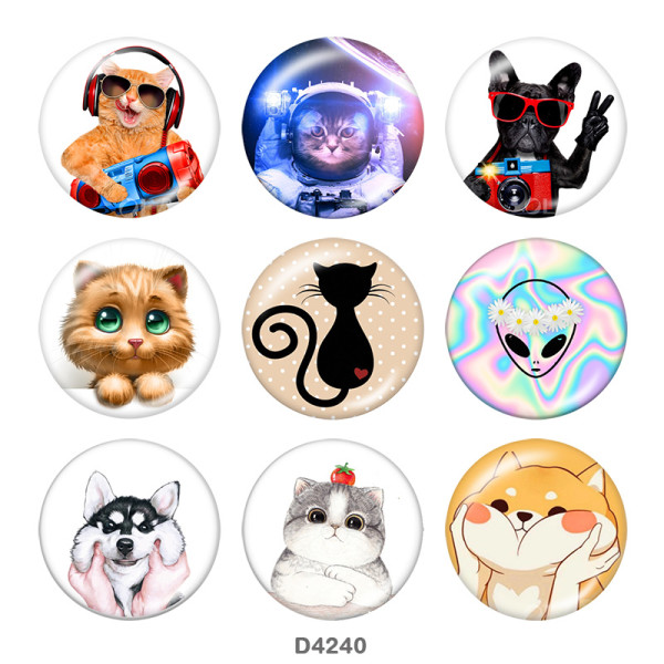 20MM cat  Print glass snaps buttons