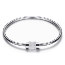 Stainless steel lady's snake chain bracelet, exquisite diamond-studded magnet clasp bracelet